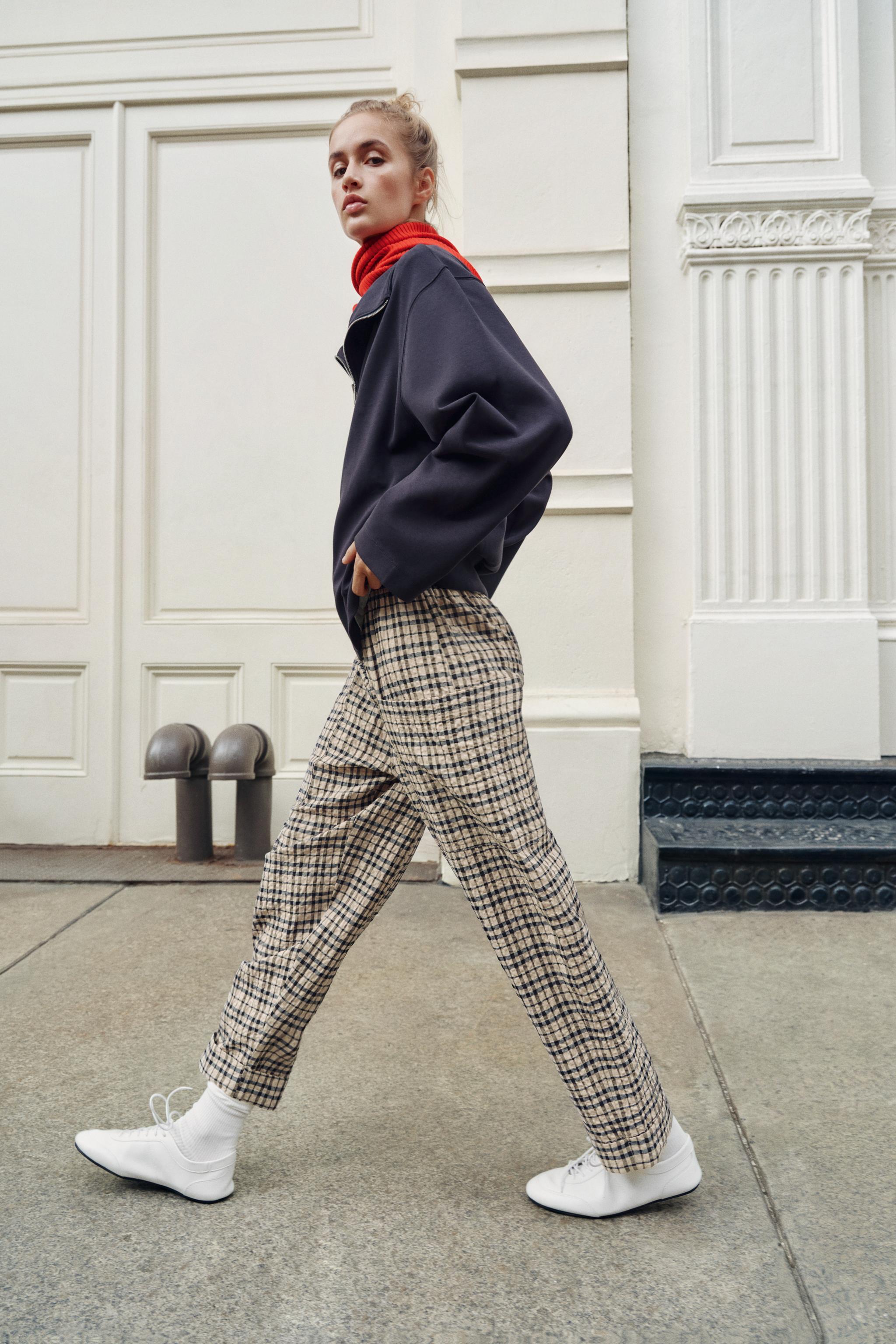 PLAID PANTS WITH ELASTIC WAISTBAND